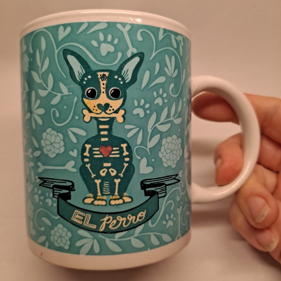 Day of the Dead Cup Sugar Skull Mug El Perro Dog Coffee Mug - Picture 2 of 5